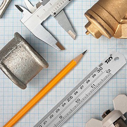 ZZTX Metal Ruler 12 Inches Stainless Steel 6 Pack