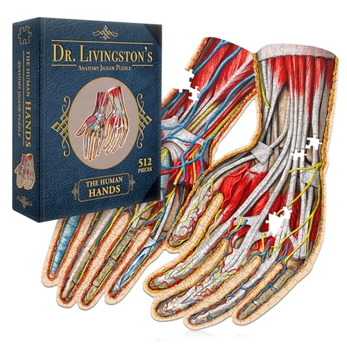 Dr. Livingston's Human Hands Anatomy Puzzle - A Medically Accurate Jigsaw Puzzle of the Hands - Educational and Engaging Toy about the Human Body - Unique Science Gift for Doctors, Nurses and Teachers - style: The Human Hands