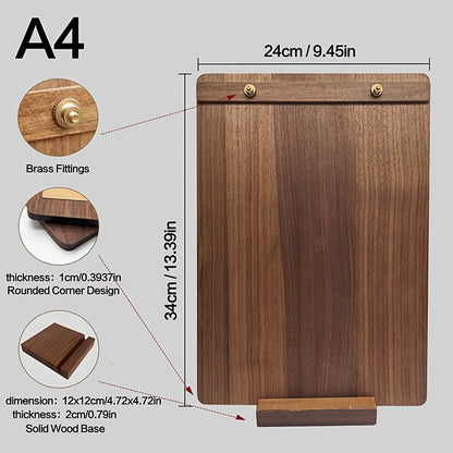 13.39×9.45 Inch Solid Walnut 2‑in‑1 Menu Clipboard, Vertical Display Sign - size: A4 Vertical Version