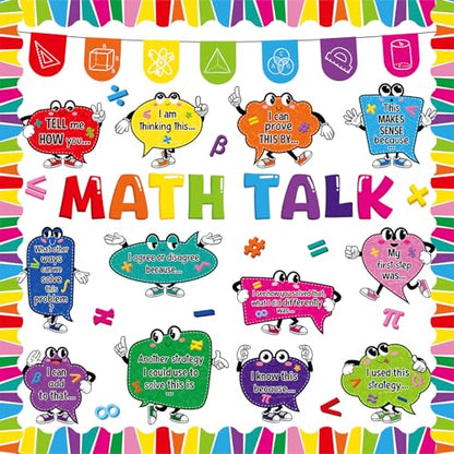 Honoson 54 Pcs Math Bulletin Board Set, Math Talk Bulletin Boards, Colorful - style: Colorful