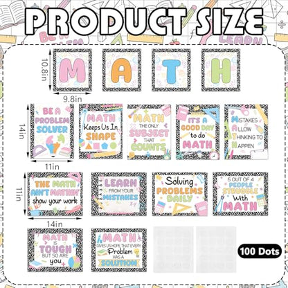 Marspark 15 Pcs Composition Notebook Math Posters for Classroom - style: Math
