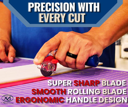 Martelli - Right Handed 60mm Ergonomic Fabric Rotary Cutter for safe pain free fabric cutting - sewing, quilting, fashion design notions & supplies good for arthritis carpal tunnel wrist pain