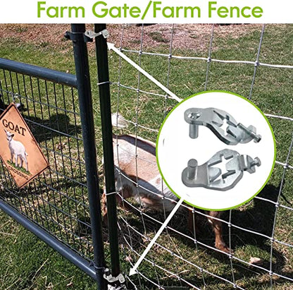 T-Post Gate Hinge Pins - Heavy Duty Gate Hanger, Hang a gate from a Metal T Post, Steel Gate Hinges Target Hanger for Farm Gate, Garden & Backyard Gate, Easy to Install. (Patent) - color: Silver