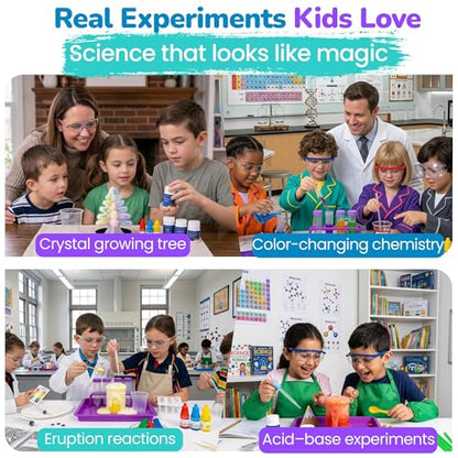 Science Experiment Kit for Kids Ages 8-12 Years - Chemistry Kit Designed By a PhD Chemist & Mom, 46 Hands-On STEM Educational Activities, Gifts for Boys & Girls