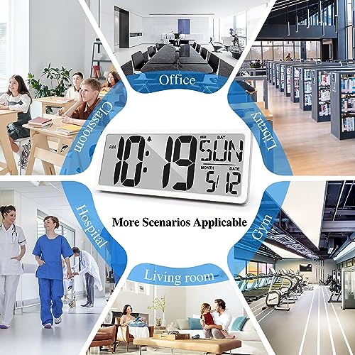 Large Digital Wall Clock with Backlight 15.2 Inch Digital Alarm Clock for Bedroom Wall Clocks Battery Operated Large Display with Temperature Desk Clocks for Office Living Room Decor - size: 15.2" Battery Operated with Backlight