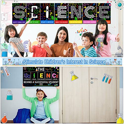 Yexiya 8 Pieces Science Classroom Decoration Science Poster Science Matters Poster Scientific Method Posters Bulletin Board Science Class Posters Wall Decor for School Teachers (Black)