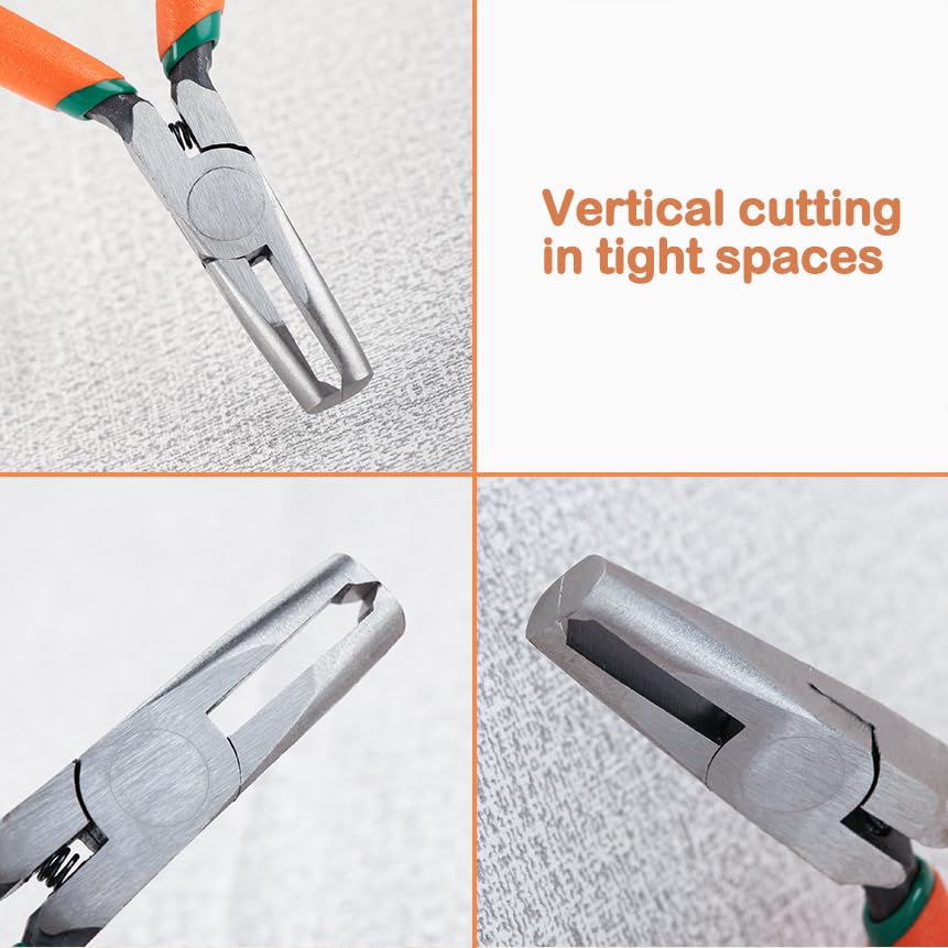 5-Inch Transverse End Cutter SMT/SMD Chip Side Cutting Pliers Front Angle Nipper With Extra Long Flat Nose Tip 90 Degree Blade Precision Plastic Model - style: 5"