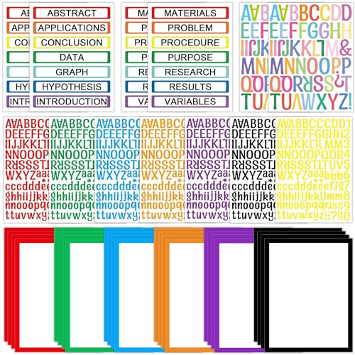 LonlyEagle 37 Colorful Sheets Self-Adhesive Science Fair Board Supplies - Presentation Subtitles, Project Titles, Personalized Letter Stickers for Classroom and Office