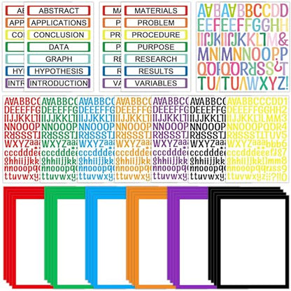 LonlyEagle 37 Colorful Sheets Self-Adhesive Science Fair Board Supplies - Presentation Subtitles, Project Titles, Personalized Letter Stickers for Classroom and Office