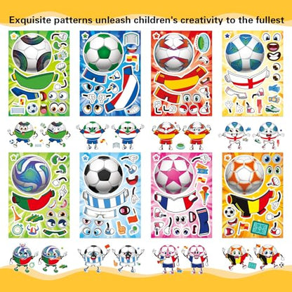 Make Your Own Soccer Stickers for Kids, Make a Face Stickers, Sports Crafts - style: 24 Sheet Soccer Stickers