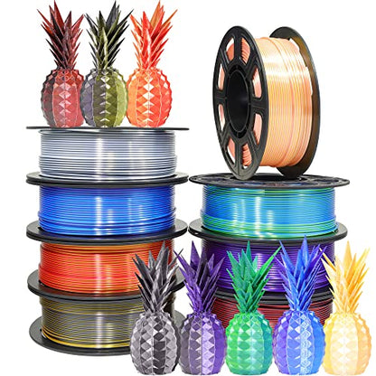 BBLIFE Dual Color Silk PLA Filament, 1.75mm Bicolor PLA 3D Printer Filament - color: Purple/Gold, White/Red/Black, Purple/Blue, Red/Gold, Green/Blue, Yellow/Pink