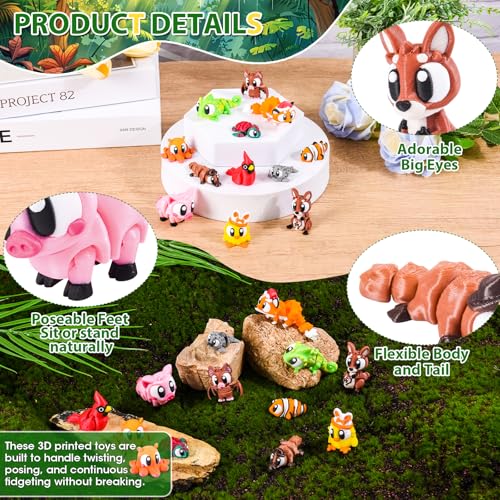3D Printed Big Eyed Animals Set of 12 Articulated Desk Fidget Toys - size: Big Eyed Animals (Kangaroo), style: 12 PCS