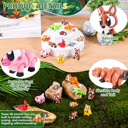 3D Printed Big Eyed Animals Set of 12 Articulated Desk Fidget Toys - size: Big Eyed Animals (Kangaroo), style: 12 PCS