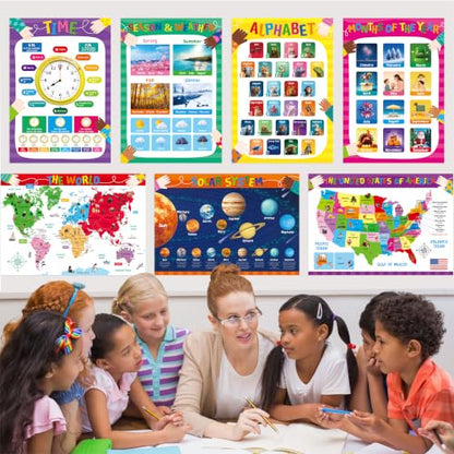 Educational Posters for Kids, 17 PCS All-in-One Set Learning Posters - color: 17 Educational Posters-D