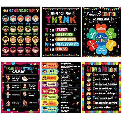 gisgfim Feelings Posters, 6 Pieces Wall Art for Classroom, Coping Strategies for Kids, Behavior Management Posters, Emotions Chart, Calm Down Corner Decorations