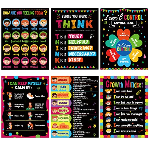 gisgfim Feelings Posters, 6 Pieces Wall Art for Classroom, Coping Strategies for Kids, Behavior Management Posters, Emotions Chart, Calm Down Corner Decorations