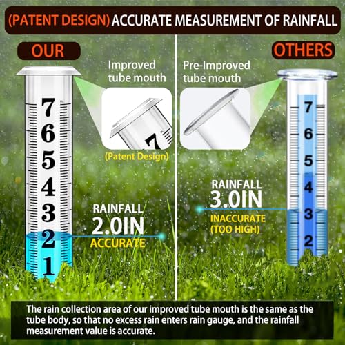 Rain Gauge Replacement Tube, Accurate Rain Gauges Outdoors Best Rated, 7" Capacity Plastic Rain Gauge Tube Replacement for Yard & Garden, Water Gauge for Rain, 2 Rainfall Meter Tube with 1 Clean Brush - color: 2pcs Plastic Rain Gauge Tube