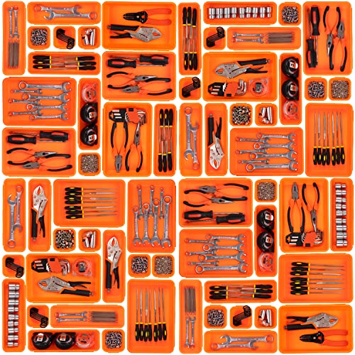 45 Pack Tool Box Organizer Tool Tray Dividers, Toolbox Drawer Organizers Storage Trays for Rolling Tool Chest, Work Bench Cabinet Bins, Hardware Parts Screw Nut Bolt Small Tools Organization - Orange - color: 45PCS - Orange, size: 3 - Sizes