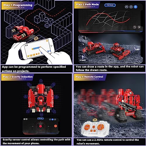 5 in 1 Robot Building Set with RC & APP for Boys Kids Age 8-14 - color: 5in1 Red Robot