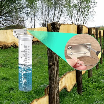 7" Capacity Rain Gauge Outdoor with Stainless Steel Mounting Rack Holder, Wall Mount Hanging Rain Measure Gauge for Yard,Post Mount Rain Gauge Large Rain Gauge Outdoor for Home Yard Garden