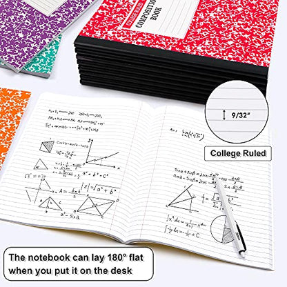feela Composition Notebook, 8 Pack 8 Pastel Colors College Ruled Composition Books Bulk, Marble Cover Notepad Lined Cute Journal Notebooks for School Supplies Notes Taking Writing, 9.75 X 7.5 in - color: 8 Pastel College Ruled