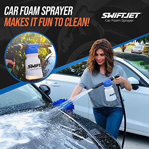 SwiftJet Car Wash Foam Gun + Wash Mitt - Works with Any Soap & Garden Hose - color: Blue Foam Gun with Mitt