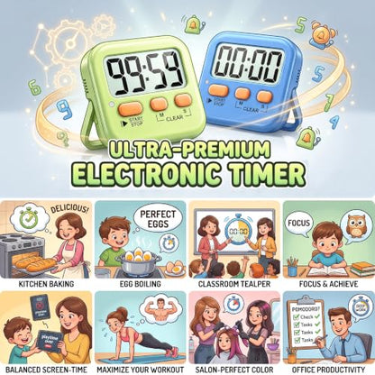 Antonki 2 Pack Digital Timer for Kids Classroom Kitchen Timers for Cooking - color: Green+ Sky Blue