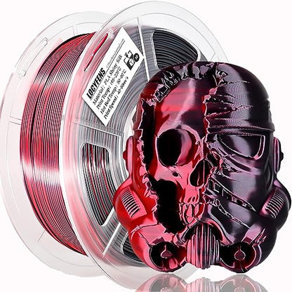 PLA Filament 1.75mm, Silk PLA 3D Printer Filament, High Speed Printing Dual Color Filament Black Red 2 in 1 Coextrusion 1.75 PLA Filament +/-0.02mm, 1kg/2.2lb - color: Dual-color Black Red