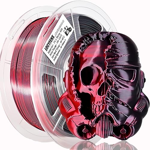 PLA Filament 1.75mm, Silk PLA 3D Printer Filament, High Speed Printing Dual Color Filament Black Red 2 in 1 Coextrusion 1.75 PLA Filament +/-0.02mm, 1kg/2.2lb - color: Dual-color Black Red
