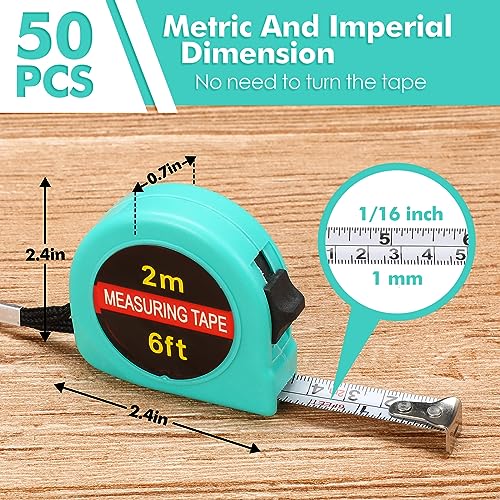 Copkim 50 Pcs 6 Ft Mini Tape Measures, Retractable, Metric and Inch, Green - color: Green
