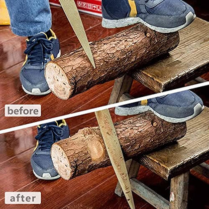 Wood File, Needle File Set Wood Files for Wood Working Wood Rasp Files Tools Golden Tapered Wood Rasp Bastard File with Rubber Handle in Gift Bag for Carving 2 Pack (6 * 8 inch)