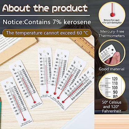 Maitys 50 Pcs Science Thermometers Mercury Free Student School Supplies Boiling Point Dual Scale Thermometers for Classroom Teaching Tools (White) - color: White