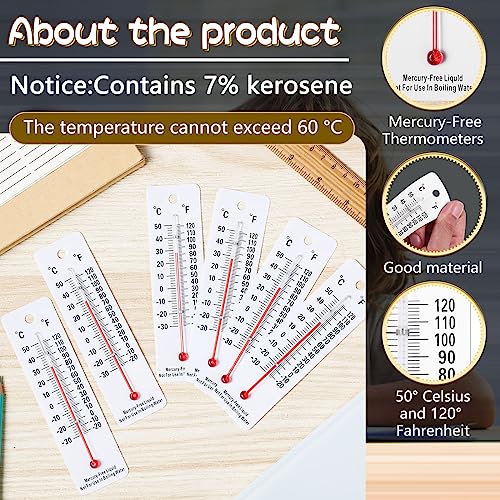 Maitys 20 Pcs Science Thermometers Mercury Free Student School Supplies Boiling Point Dual Scale Thermometers for Classroom Teaching Tools (White) - color: White