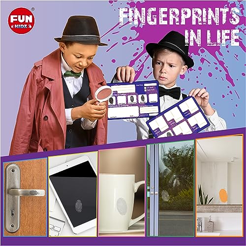 Detective Fingerprint Kit for Kids Ages 8-12, FunKidz Spy Gear Pretend Play STEM Science Kit Project with Crime Scene Investigations Educational Class Tools for Boys Girls