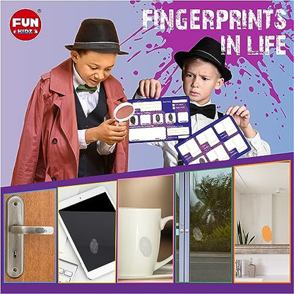 Detective Fingerprint Kit for Kids Ages 8-12, FunKidz Spy Gear Pretend Play STEM Science Kit Project with Crime Scene Investigations Educational Class Tools for Boys Girls