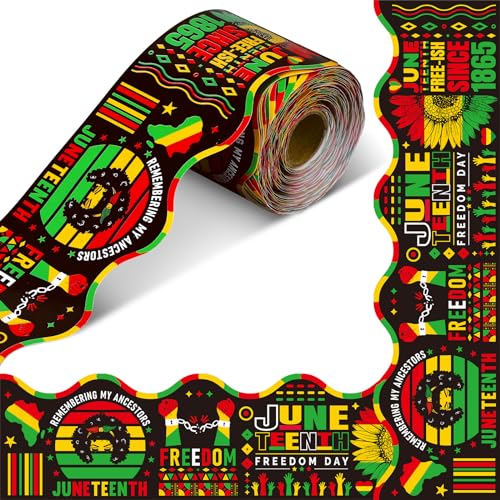 Outus 68 Ft Juneteenth Bulletin Board Border Decorations Happy Juneteenth Freedom Day Classroom Bulletin Board Trim Black June 19th Border for Classroom School African Afro American Festival Supplies - size: 2.99 Inches, style: Freedom