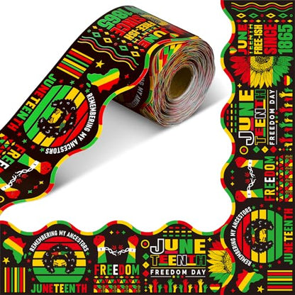 Outus 68 Ft Juneteenth Bulletin Board Border Decorations Happy Juneteenth Freedom Day Classroom Bulletin Board Trim Black June 19th Border for Classroom School African Afro American Festival Supplies - size: 2.99 Inches, style: Freedom