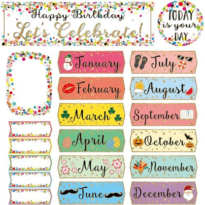 Outus 60 Pcs Happy Birthday Bulletin Board Confetti Classroom, Bright Color - color: Bright Color