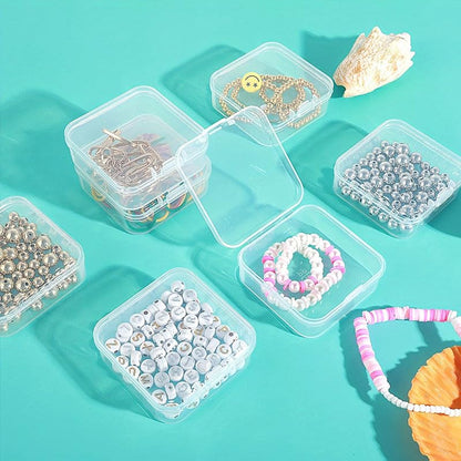 32 PCS Clear Plastic Organizer Box, Small Bead Organizers and Storage Containers with Hinged Lid for DIY Jewelry Making, Bead, Nail, Jewelry, Art, DIY Crafts, Fishing Tackle, Small Items