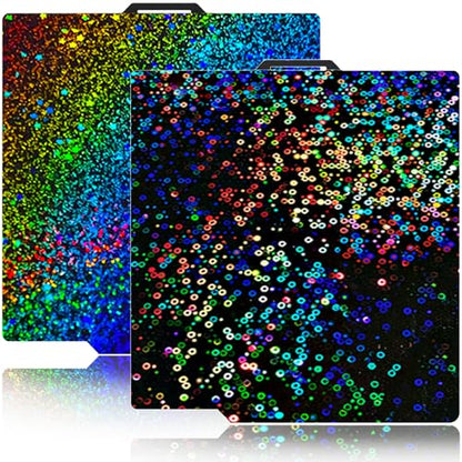 257X257mm Bambu Build Plate for Bambu lab X2D/P2S/X1/X1C/X1E/P1P/ P1S/A1 3D Printer haetingbed,Holographic Texture PEI 3D Printer Spring Steel Removable Platform (PEY-Circle+PEY-Starry) - color: Circle+Starry