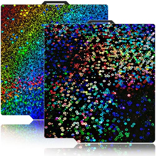 257X257mm Bambu Build Plate for Bambu lab X2D/P2S/X1/X1C/X1E/P1P/ P1S/A1 3D Printer haetingbed,Holographic Texture PEI 3D Printer Spring Steel Removable Platform (PEY-Circle+PEY-Starry) - color: Circle+Starry