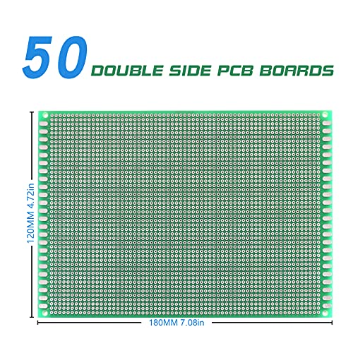 Double Sided PCB Board,D DZRCOXI Large PCB Circuit Board Protoboard 50Pcs 12x18CM for DIY Soldering Electronic Projects Compatible with Arduino Kits (12X18CM-50Pcs) - style: 12X18CM-50Pcs