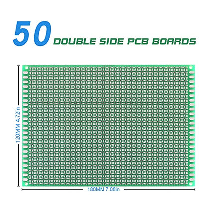 Double Sided PCB Board,D DZRCOXI Large PCB Circuit Board Protoboard 50Pcs 12x18CM for DIY Soldering Electronic Projects Compatible with Arduino Kits (12X18CM-50Pcs) - style: 12X18CM-50Pcs