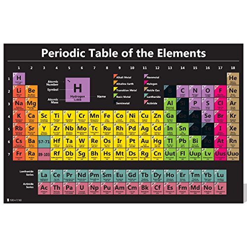 Young N Refined Periodic table science poster LARGE LAMINATED new 2026 chart teaching elements BLACK classroom decoration premium educators atomic number guide 18x24 - size: 18 x 24 inches