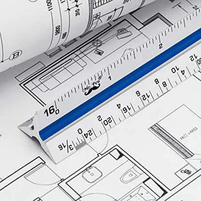 Mr. Pen- Metric Engineer Scale Ruler, Ruler, 12" Aluminum Scale Ruler, Triangular Scale, Scale Ruler for Blueprint, Triangle Ruler, Metric Engineering, Drafting Ruler