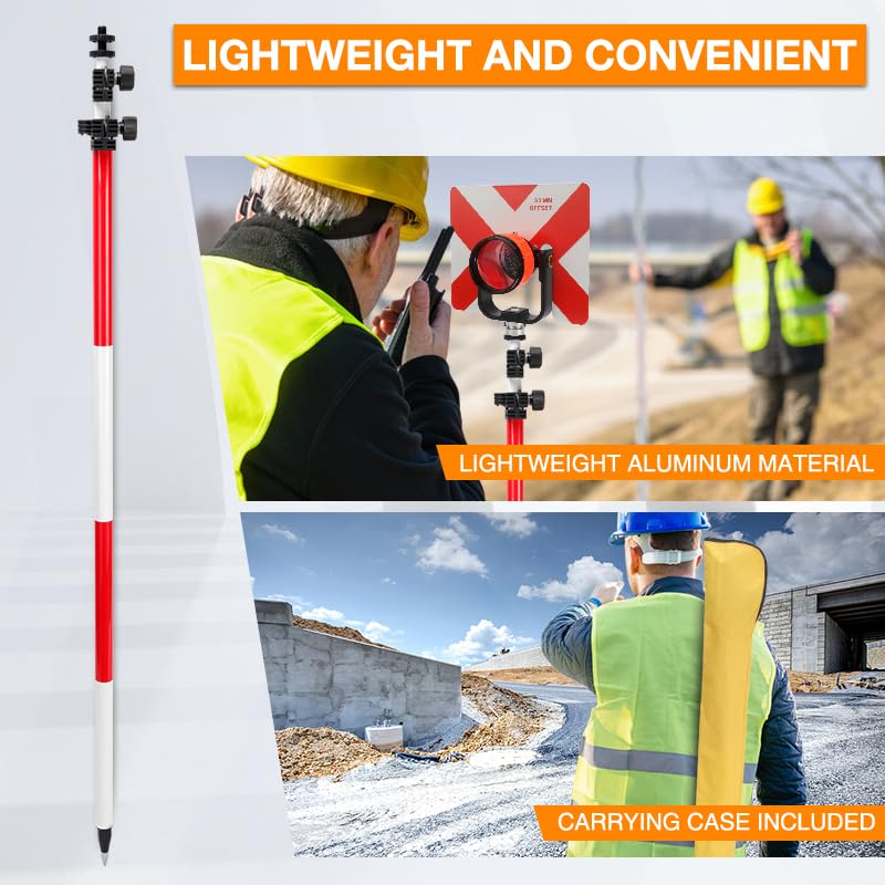 Surveying Aluminum Prism Pole, with Adjustable Adapter and Twist Lock for Land Surveying (11.81 FT/3.6 M) - size: 11.81FT/3.6M
