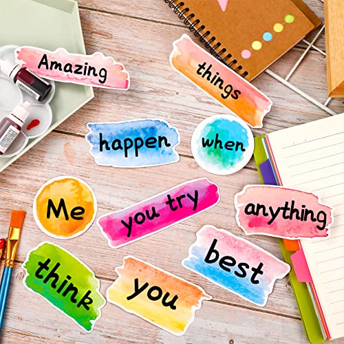 Yexiya 240 Pcs Watercolor Classroom Labels Cutouts for Bulletin Board