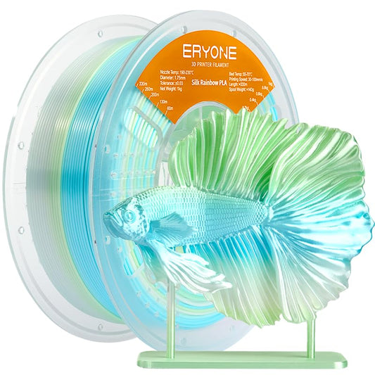 ERYONE Silk Rainbow 3D Printer PLA Filament 1.75 +/- 0.03mm, Shiny Multicolor Filament PLA Fast Color Change 1KG(2.2LBS), Glacier Mint - color: Silk Glacier Mint, size: 1KG