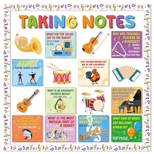 Music Bulletin Board Decorations Funny Music Classroom Decor Sets - color: Music