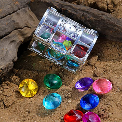 XIJUAN Diving gem Pool Toys Sand Toys,14Colorful Diamond Treasure Chest Summer Swimming gems Pirate Diving Toy Set Underwater Swimming toyChildren's Game Gifts for Boys and Girls(Silver White) - color: Silver White